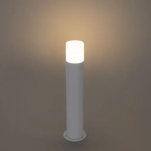 QAZQA Staande buitenlamp wit met opaal witte kap 50 cm - Odense