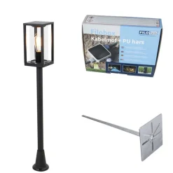 QAZQA Staande buitenlamp zwart 100 cm met grondpin en kabelmof - Charlois