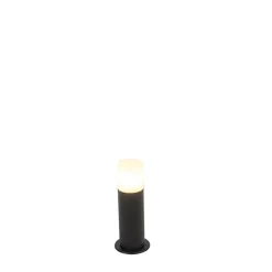 QAZQA Staande buitenlamp zwart met opaal kap wit 30 cm IP44 - Odense