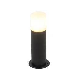 QAZQA Staande buitenlamp zwart met opaal kap wit 30 cm IP44 - Odense