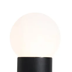 QAZQA Staande buitenlamp zwart met opaal glas 50 cm IP44 - Huma