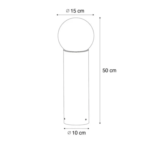 QAZQA Staande buitenlamp zwart met opaal glas 50 cm IP44 - Huma