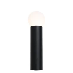 QAZQA Staande buitenlamp zwart met opaal glas 50 cm IP44 - Huma