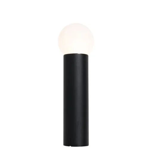 QAZQA Staande buitenlamp zwart met opaal glas 50 cm IP44 - Huma