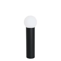 QAZQA Staande buitenlamp zwart met opaal glas 50 cm IP44 - Huma