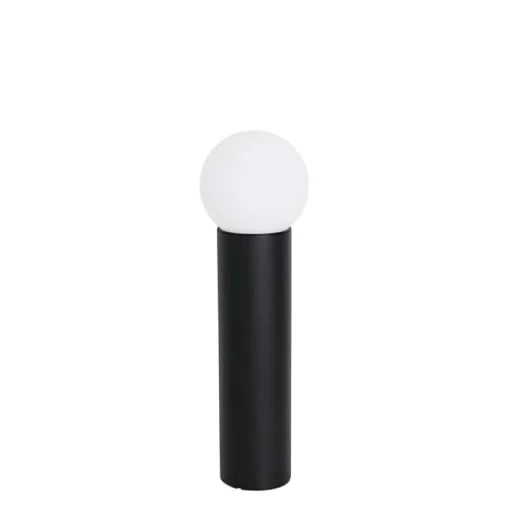 QAZQA Staande buitenlamp zwart met opaal glas 50 cm IP44 - Huma