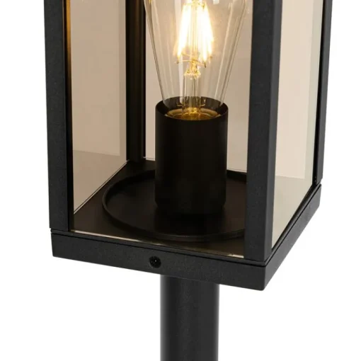 QAZQA Staande buitenlamp zwart met smoke 100 cm IP44 - Charlois