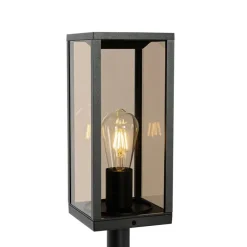 QAZQA Staande buitenlamp zwart met smoke 100 cm IP44 - Charlois