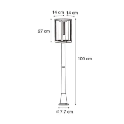 QAZQA Staande buitenlamp zwart met smoke 100 cm IP44 - Charlois
