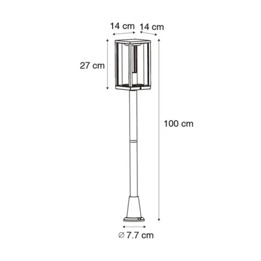 QAZQA Staande buitenlamp zwart met smoke 100 cm IP44 - Charlois
