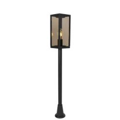 QAZQA Staande buitenlamp zwart met smoke 100 cm IP44 - Charlois