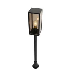 QAZQA Staande buitenlamp zwart met smoke 100 cm IP44 - Charlois