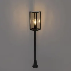 QAZQA Staande buitenlamp zwart met smoke 100 cm IP44 - Charlois