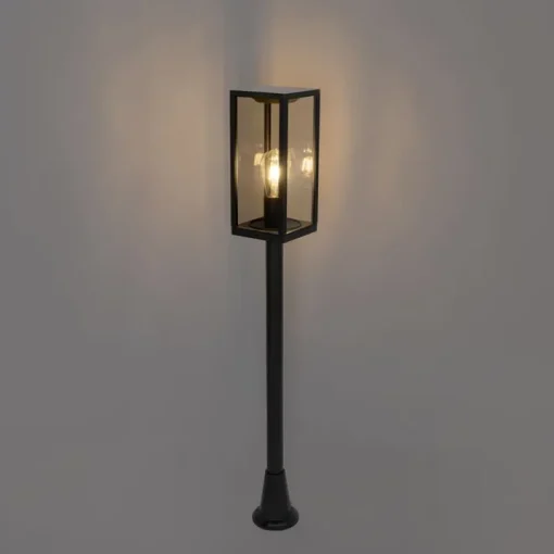 QAZQA Staande buitenlamp zwart met smoke 100 cm IP44 - Charlois