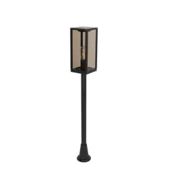 QAZQA Staande buitenlamp zwart met smoke 100 cm IP44 - Charlois