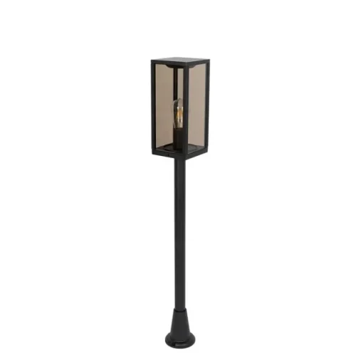 QAZQA Staande buitenlamp zwart met smoke 100 cm IP44 - Charlois