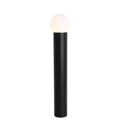 QAZQA Staande buitenlamp zwart met opaal glas 80 cm IP44 - Huma