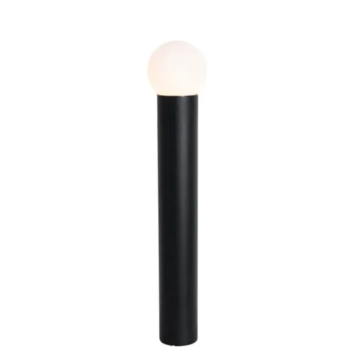 QAZQA Staande buitenlamp zwart met opaal glas 80 cm IP44 - Huma
