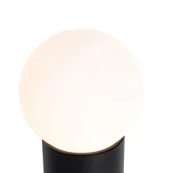 QAZQA Staande buitenlamp zwart met opaal glas 80 cm IP44 - Huma