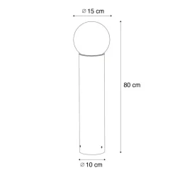 QAZQA Staande buitenlamp zwart met opaal glas 80 cm IP44 - Huma