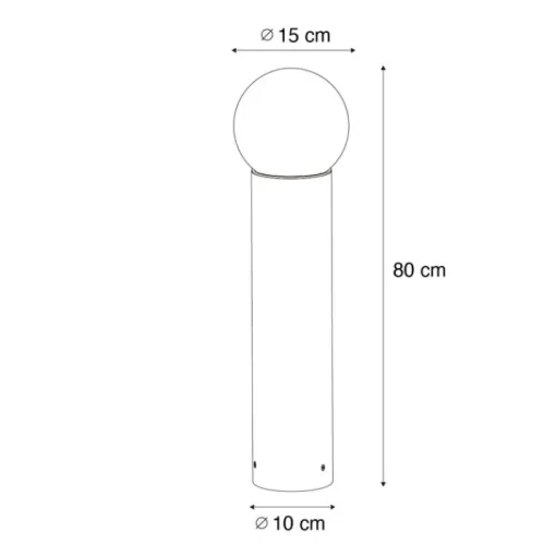 QAZQA Staande buitenlamp zwart met opaal glas 80 cm IP44 - Huma