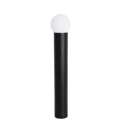 QAZQA Staande buitenlamp zwart met opaal glas 80 cm IP44 - Huma