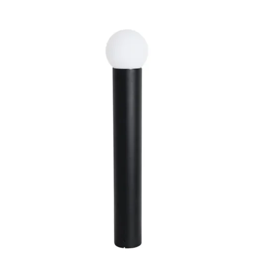 QAZQA Staande buitenlamp zwart met opaal glas 80 cm IP44 - Huma