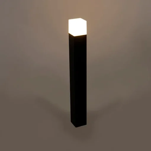 QAZQA Staande buitenlamp zwart met opaal witte kap 70 cm - Denmark