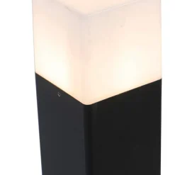 QAZQA Staande buitenlamp zwart met opaal witte kap 70 cm - Denmark