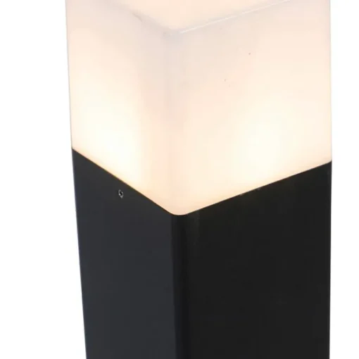 QAZQA Staande buitenlamp zwart met opaal witte kap 70 cm - Denmark