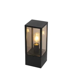 QAZQA Staande buitenlamp zwart met smoke 40 cm IP44 - Charlois