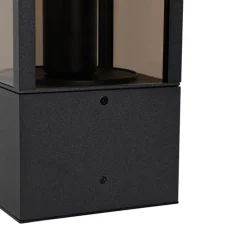 QAZQA Staande buitenlamp zwart met smoke 40 cm IP44 - Charlois