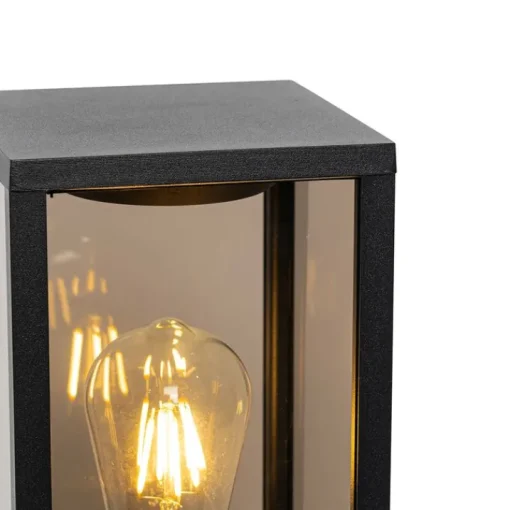QAZQA Staande buitenlamp zwart met smoke 40 cm IP44 - Charlois
