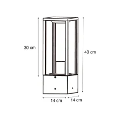 QAZQA Staande buitenlamp zwart met smoke 40 cm IP44 - Charlois
