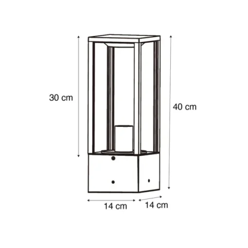 QAZQA Staande buitenlamp zwart met smoke 40 cm IP44 - Charlois