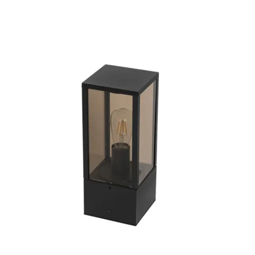 QAZQA Staande buitenlamp zwart met smoke 40 cm IP44 - Charlois