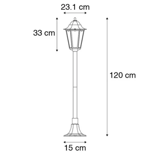 QAZQA Staande buitenlantaarn zwart 120 cm IP44 - New Orleans