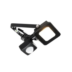 QAZQA Straler zwart 8,5 cm incl. LED IP44 met bewegingssensor - Levana