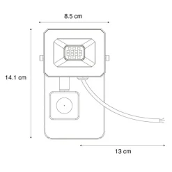 QAZQA Straler zwart 8,5 cm incl. LED IP44 met bewegingssensor - Levana