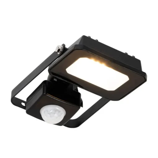 QAZQA Straler zwart 8,5 cm incl. LED IP44 met bewegingssensor - Levana