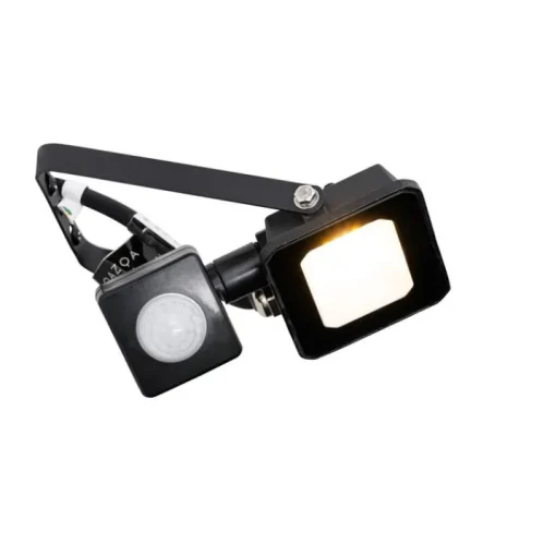 QAZQA Straler zwart 8,5 cm incl. LED IP44 met bewegingssensor - Levana