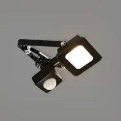 QAZQA Straler zwart 8,5 cm incl. LED IP44 met bewegingssensor - Levana