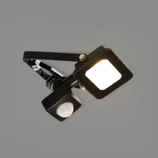 QAZQA Straler zwart 8,5 cm incl. LED IP44 met bewegingssensor - Levana