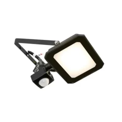 QAZQA Straler zwart 14,3 cm incl. LED IP44 met bewegingssensor - Levana