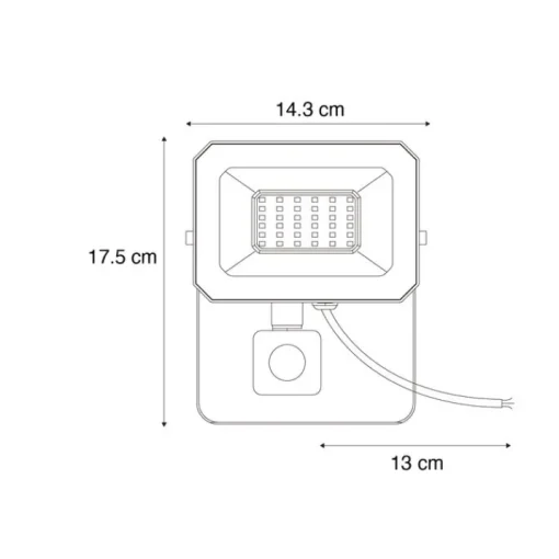 QAZQA Straler zwart 14,3 cm incl. LED IP44 met bewegingssensor - Levana