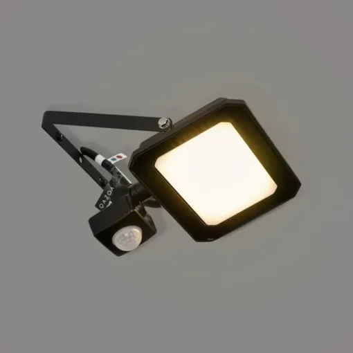 QAZQA Straler zwart 14,3 cm incl. LED IP44 met bewegingssensor - Levana
