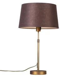 QAZQA Tafellamp brons met kap bruin 35 cm verstelbaar - Parte