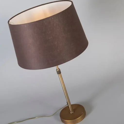 QAZQA Tafellamp brons met kap bruin 35 cm verstelbaar - Parte