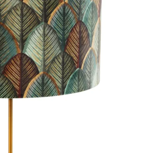 QAZQA Tafellamp brons met velours lampenkap blad dessin met gouden binnenkant - Parte