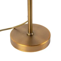 QAZQA Tafellamp brons met velours lampenkap blad dessin met gouden binnenkant - Parte